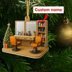Personalized Hair Salon Christmas Ornament 2025, Custom 2D Flat Acrylic Ornament, for Hairdresser, Stylist Keepsake, Beauty Salon Christmas Tree Decoration