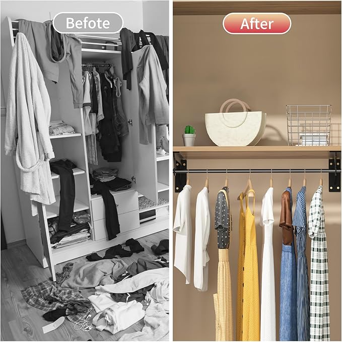 Closet Rod Support Bracket White WYGWP 14 inch Heavy Duty Shelf Brackets with Rod Holders Support 400lbs Wall Mounted Sturdy 2 Pack