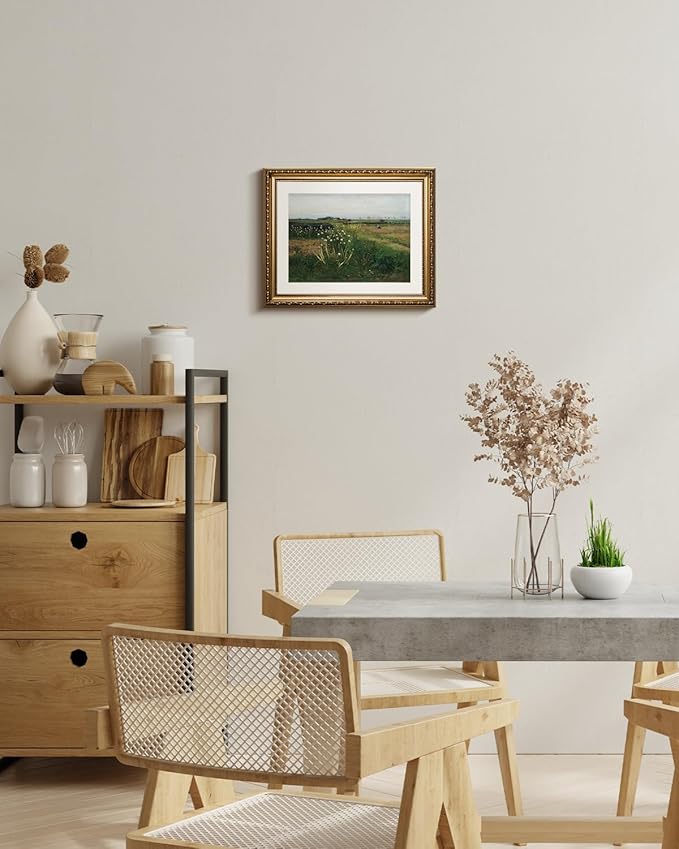 ARPEOTCY Vintage Gold Framed Wall Art Decor, Retro Field Landscape Paintings, Canvas Prints Antique Pictures Frame Artwork, Victorian Wall Decor for Living Room Bedroom Bathroom, 13x16 inch