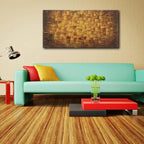 MyArton Large Abstract Golden Yellow Square Wall Art Hand Painted Textured Oil Painting on Canvas Ready to Hang 60x30inch