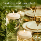 White Floating Candles 3 inch, 12 Pack Floating Candles 10 Hours Long Burning, Unscented Floating Candle for Centerpieces, Wedding, Christmas Lights, Romantic Night for Her/Him Set