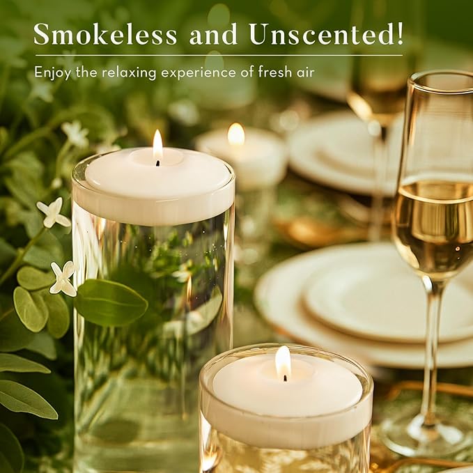 3 inch Floating Candles 36 Pack,10 Hours Burn Clean & Unscented Floating Candle,Floating Candles for Centerpieces,Valentine's Day,Romantic Night,Wedding