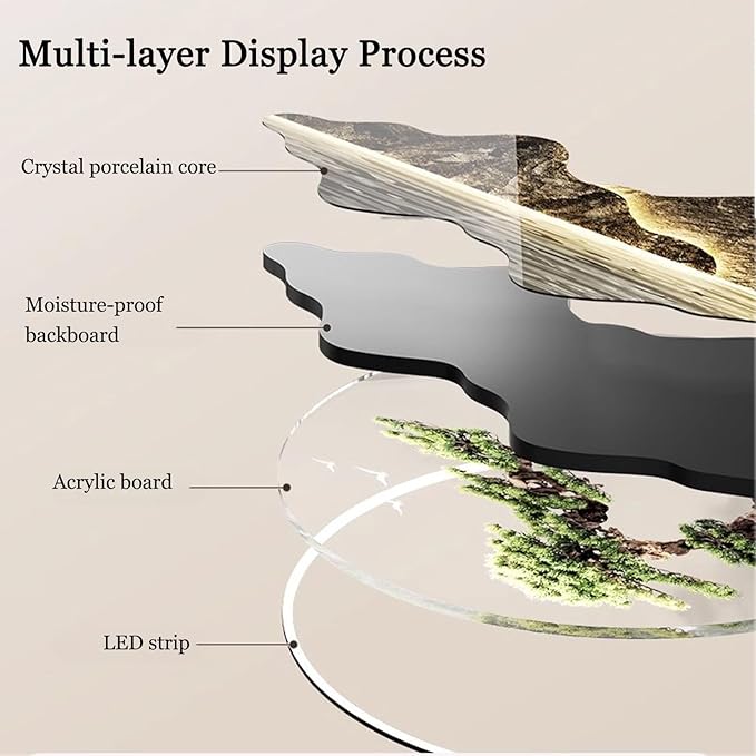 3D Wall Sculptures Hanging with Led Light, Welcoming Pine Wall Decor Art, 3D Wall Sculpture Painting Decoration, Living Room Corridor Decorative Landscape Painting Wall Hanging Art with Led Light(C,47