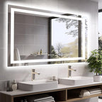 60"x40" LED Mirror for Bathroom, Front and Backlit, Anti-Fog Vanity Mirror with Lights, Stepless Dimmable Lit, 3 Colors Smart Mirror (Horizontal/Vertical)