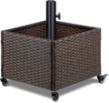 LEWIS&WAYNE Outdoor Umbrella Base with Fillable Planter Box Heavy Duty Patio Umbrella Stand with 4 Wheels Rolling Umbrella Holder for Outdoor Patio Deck Garden