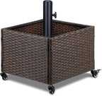 LEWIS&WAYNE Outdoor Umbrella Base with Fillable Planter Box Heavy Duty Patio Umbrella Stand with 4 Wheels Rolling Umbrella Holder for Outdoor Patio Deck Garden