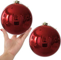 Rose Red 6.0" Extra Large Christmas Balls - Christmas Tree Decoration Ornaments Shatterproof Hanging Shiny Balls for Birthday Holiday Wedding Decorations Set of 2pcs