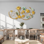 Babyieia 3D Ginkgo Leaf Metal Wall Art Decor for Living Room, 59" Gold Wall Art Decorations, Large Modern Metal Wall Sculptures