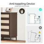 LINSY HOME Rattan Dresser with 8 Deep Drawers, 54" Wide Long Chest of Drawers, Mid Century Modern Tall Dresser, Large Wood Boho Storage Cabinet for Bedroom with Metal Handle and Durable Legs, Walnut