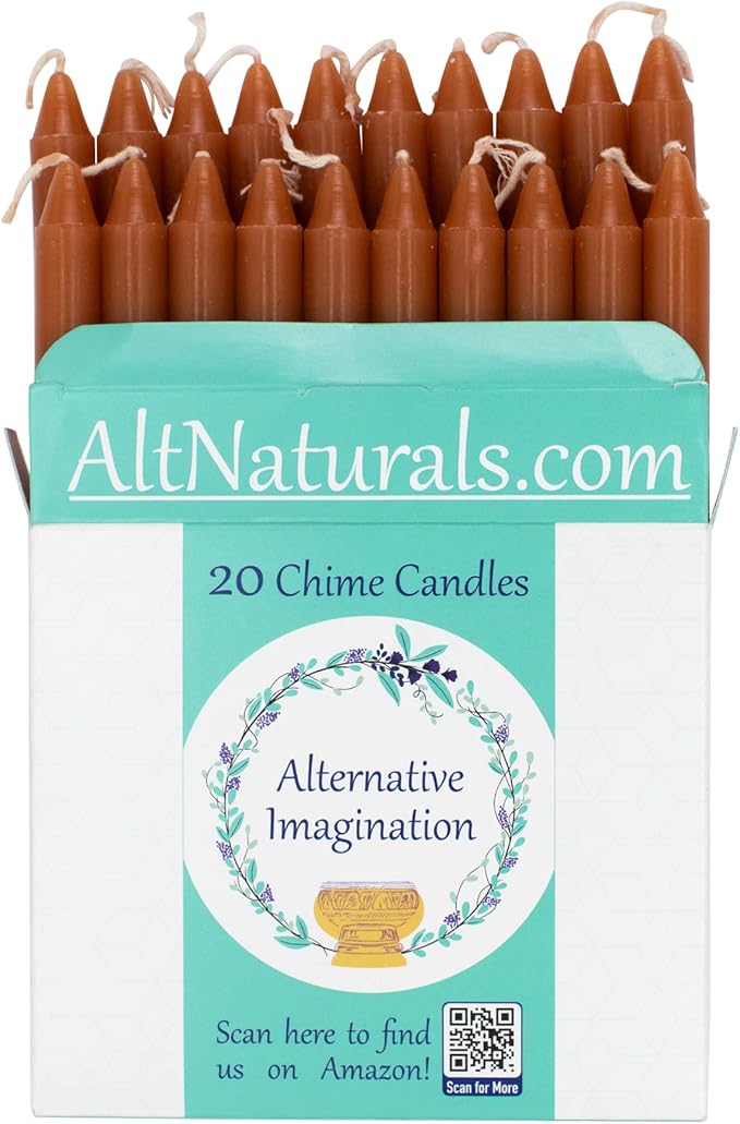 Alternative Imagination Brown Chime Candles - 20 Pack of Unscented 4 Inch Mini Taper Candles - Dripless Long Burning Ritual Candles for Meditation, Spell Work, Birthdays, Ceremonies & Home Decor