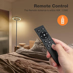 LED Floor Lamp - Rotatable Standing Lamp with Touch & Remote Control, 3000-6000K, 22W Modern Floor Reading Light, Dimmable Corner Uplighter for Living Room Bedroom Office, Black
