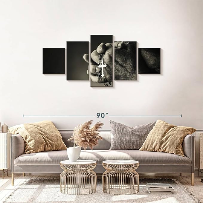 Elephant Stock Christian Prayer Canvas - 5 Panel Pictures Decor - Digital Design Canvas Print - Christian Wall Decor - 68" X 30"