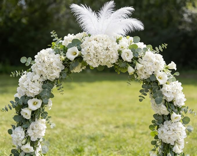 Kimura's Cabin 6pcs Fake White Flowers Artificial Silk Hydrangea Flowers Bouquets Faux Hydrangea Stems for Home Table Centerpieces Wedding Party Decoration(Lvory White)