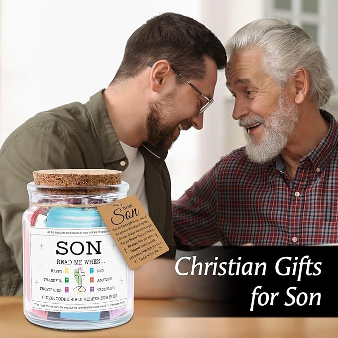 NewEleven Valentines Day Gifts For Son - Christian Easter Gifts for Young Men or Teen Boys - Meaningful Presents For Sons, Kids - Christian Gift For Sons From Mom, Dad - Bible Verse Jar