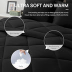 Love's cabin King Size Comforter Set Black, 7 Pieces King Bed in a Bag, All Season Bedding Sets with 1 Comforter, 1 Flat Sheet, 1 Fitted Sheet, 2 Pillowcase and 2 Pillow Sham