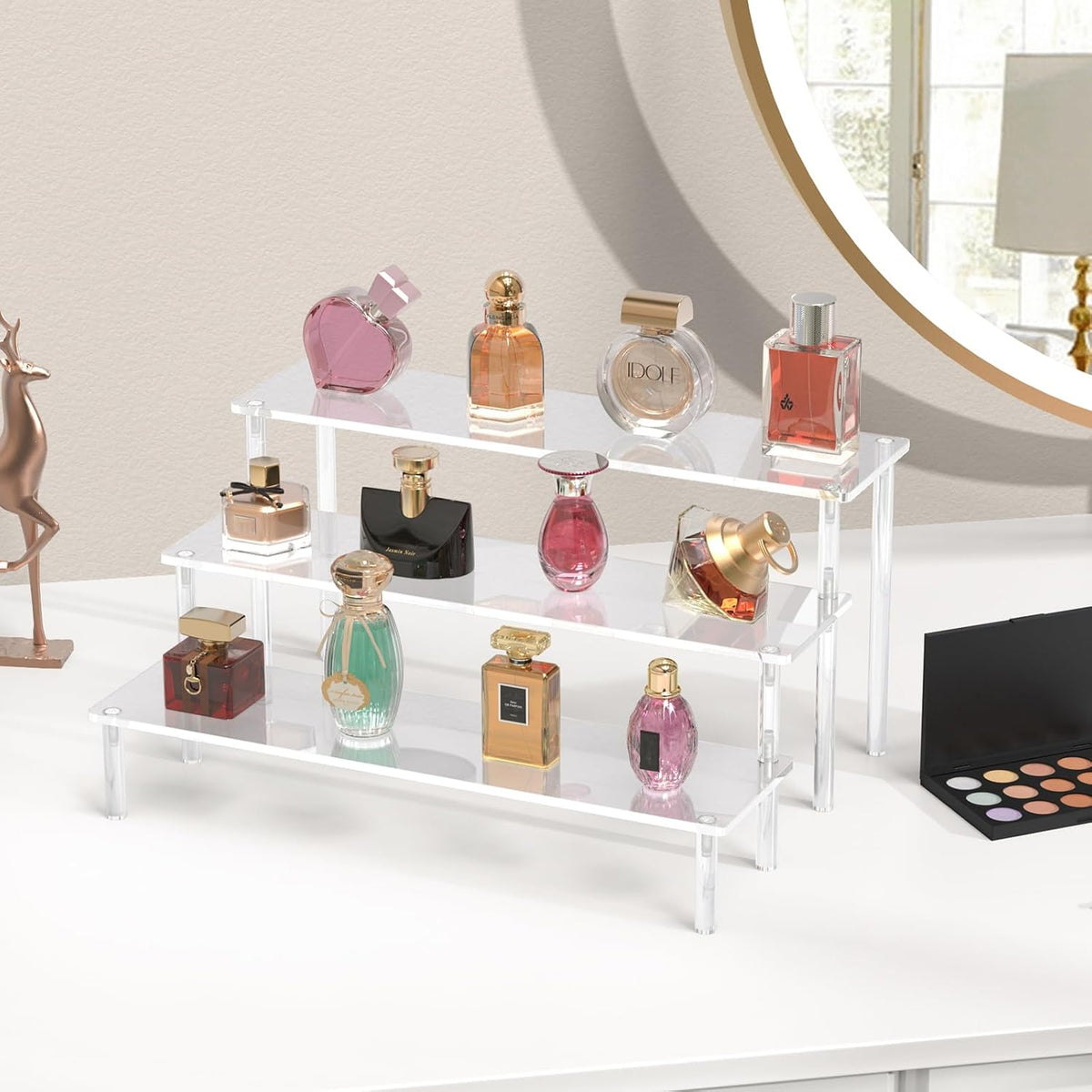 3 Tier Clear Acrylic Display Stand for Perfume, Cosmetics & Cupcakes