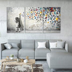 Novatique Banksy Canvas Wall Art Colorful Graffiti Wall Art Beautiful Butterfly Painting Print Abstract Graffiti Street Poster Artwork for Living Room Bedroom,24”x 36”x 3Pcs