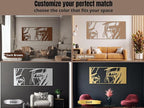 Vailla Wall Art Decor Minimalist Abstract Woman Eyes Wall Decoration Wooden Modern 3D Sculptures Line Drawing Art Decor Female Wall Hanging for Bedroom Kitchen Bathroom Living Room