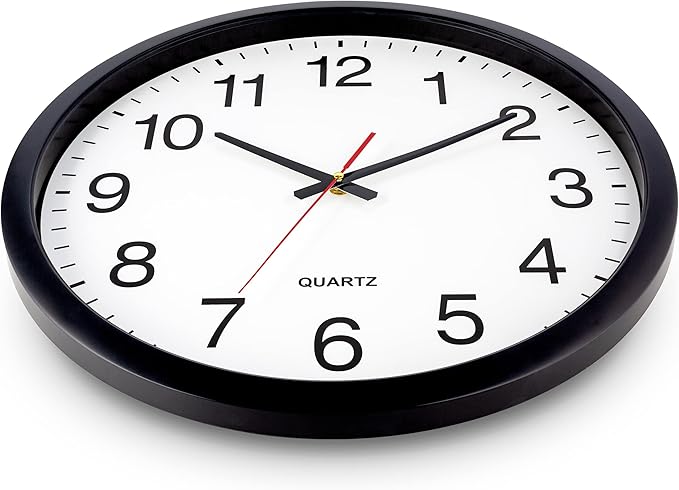 Bernhard Products Black Wall Clock Silent Non Ticking - XL 18 Inch, Set of Two Quality Quartz Battery Operated Round Easy to Read Home/Office/Classroom/School