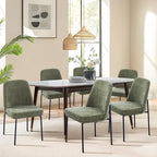 Dining Chairs Set of 6, Modern Dining Chairs, Fabric Upholstered Dining Chairs, Kitchen Chairs with Curved Back and Metal Legs for Dining Room Kitchen Restaurant, Green