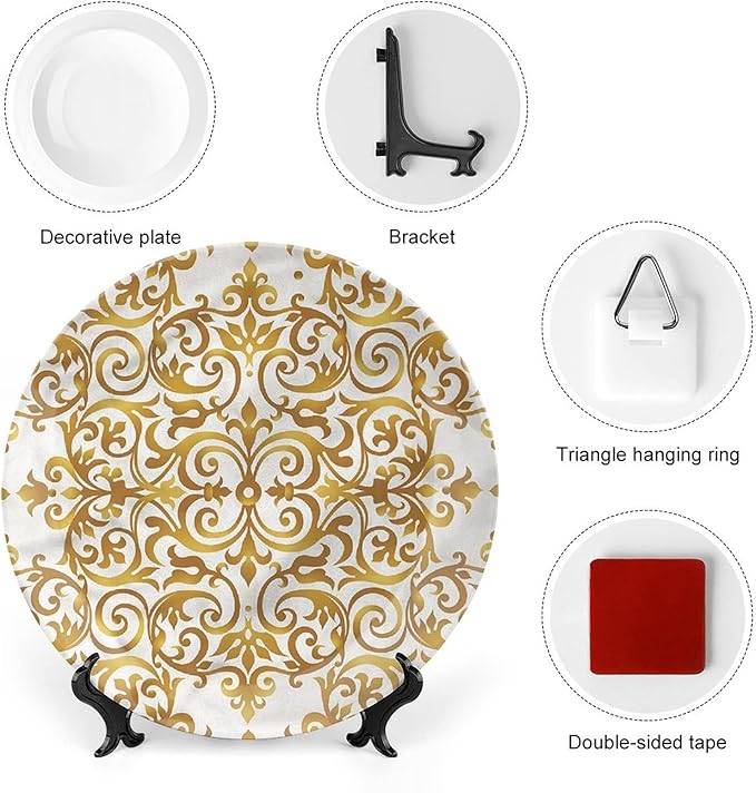 XISUNYA 8 Inch Decorative Plate, Victorian Porcelain Plate, Victorian Lace Floral Print Ceramic Wall Hanging for Fine Dining Upscale Events, Dinner Parties, Weddings, Catering, Muticolor