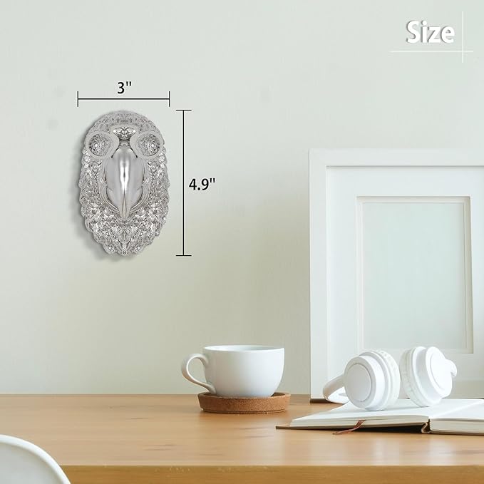UITWMKTG Silver Animal Head Wall Decor Modern Home Decor Resin Animal Sculptures Wall Mount Vintage Head Wall Art for Living Room Hanging Decoration Parrot