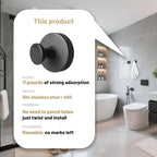 4Pcs New Model No-Drill Suction Cup Hooks for Door Wreaths, Wreath Hangers for Front Door, Suction Cup Hooks for Shower, Removable, Waterproof & Rustproof (Black)