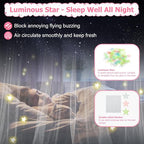 Twin Size Bed Canopy with Lights, Bed Canopy for Girls Princess with Luminous Stars, Canopy Bed Curtains for Twin Bed Kids Indoor Decor Bedroom, 4 Corner Post Bunk Bed for Student Dormitory, White