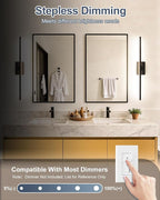 Wall-Mounted Bathroom Lighting Fixtures, 32 Inch 24W IP44 Black Modern Bathroom Vanity Light, 5CCT Adjustable (2700K–5000K), Dimmable LED Light Fixture, Dual-Sided, 180° Rotatable Angle, ETL
