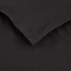 Amazon Basics Lightweight Microfiber 3-Piece Duvet Cover Set with Zipper Closure, Full/Queen, Black, Solid