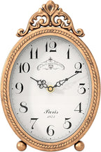 Abdurey Vintage Table Clock on Stand, Desk and Shelf Decorative Clock, French Rustic Style Antique Gold Mantel Clocks for Living Room,Farmhouse,Bedroom,Bedside,Gift Clocks