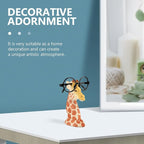 Housoutil Giraffe Shaped Eyeglasses Stand Wooden Desktop Eyewear Organizer Display Rack for Sunglasses Storage Home Office Decor