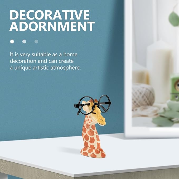 Giraffe Shaped Eyeglasses Holder Wooden Glasses Stand Decorative Eyewear Organizer Tabletop Rack for Home Office Display