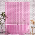 AmazerBath Shower Curtain Liner, 72x72 Transparent Hot Pink Shower Liner, Lightweight Plastic Shower Curtain Liners, Cute Waterproof Shower Liner for Bathroom with 3 Magnets & 12 Grommet Holes