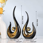 XMGZQ 2pcs Black and Gold Modern Abstract Art Statue Table Decoration,Elegantes Ceramic Statue for Home Décor Accent,Mantel,Bookshelf,Centerpiece Table Decorations for Dining Room,adornos para sala