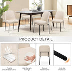 Dining Chairs Set of 2, Modern Dining Chairs, Fabric Upholstered Dining Chairs, Kitchen Chairs with Curved Back and Metal Legs for Dining Room Kitchen Restaurant, Beige