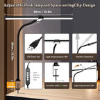 LED Desk Lamp for Home Office,Eye-Caring Desk Light with Reduced Blue Spectrum, Dual Screen Computer Monitor Table Light,30 Lighting Models,Adjustable Flexible Gooseneck Desk Lamp for Study