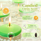 Premium Floating Candles 3 Inch,36 Pack Scented Floating Candles with Candied Citrus Fragrance, 8 Hours Long Burning Green Wax Candles for Pool Parties, Outdoor Dinners, Wedding Decor, Holiday Events