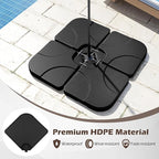 Tangkula Umbrella Base Set of 4, Cantilever Offset Umbrella Stand with HDPE Frame, Water & Sand Filled Refillable Base, Easy-Fill Spouts for Patio, Poolside (Black)