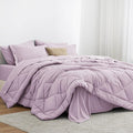 Love's cabin Queen Comforter Set Light Purple, 7 Pieces Queen Bed in a Bag, All Season Bedding Sets with 1 Comforter, 1 Flat Sheet, 1 Fitted Sheet, 2 Pillowcase and 2 Pillow Sham