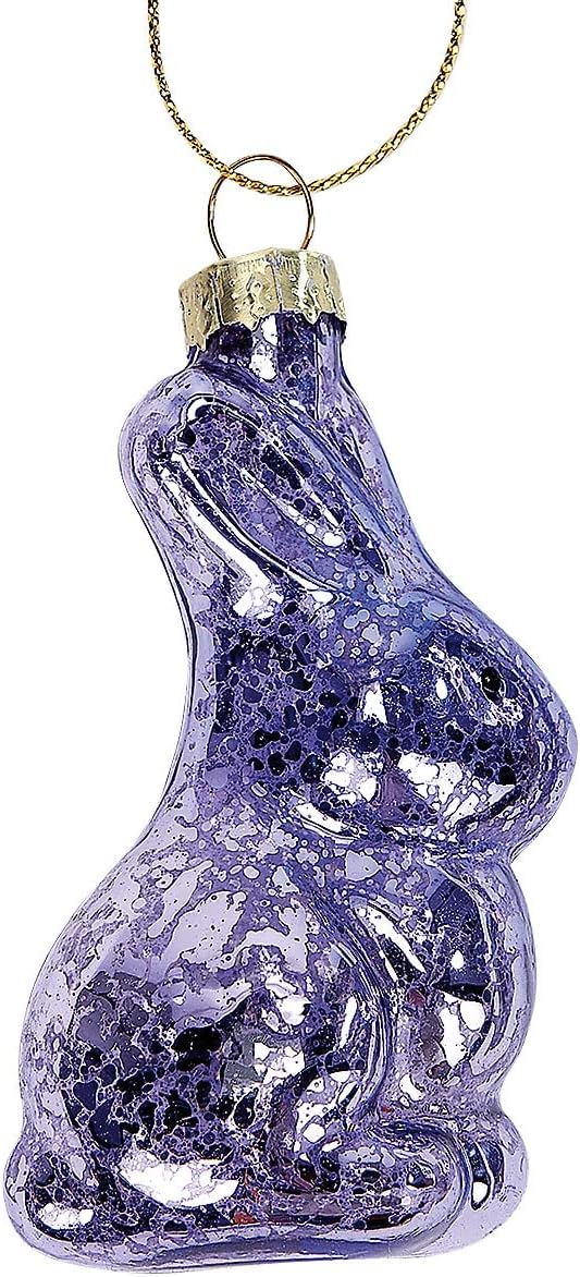 Lillian Vernon Bunny Blown Glass Easter Ornaments - Handcrafted Hanging Tree Decorations, Easter Bunny Holiday & Party Decor, 2.75 in, Assorted, 12-Piece Set