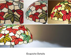 Tiffany Floor Lamp, 16" Stained Glass Maple Leaf Shade with Antique Bronze Base, 2-Light E26 Pull Chain Standing Reading Light for Living Room Bedroom16x16x64 Inches (White Maple Leaf)