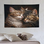 VUMIVI Cat Tapestry Adorable Animals Two Kittens Snuggling Together Vintage Print Realistic Design Tapestry Wall Hanging for Living Room Bedroom Dorm Classroom Aesthetic Decor W60xL40in