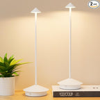 2-Pack 6000mAh Rechargeable Led Table Lamp Cordless,3000K-6000K Stepless Dimming Touch Lamps with Memory Function,IP54 Waterproof Aluminum Table Light for Outdoor/Bars/Restaurant/Patio(White)