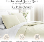 Southshore Fine Living, Inc. Full/Queen Size Quilt Bedding Set, Wrinkle-Free Stain & Pet Hair Resistant Bedding, Coverlet Bedspreads Queen Size/Full Size Bedspread with 2 Pillow Shams, Cream