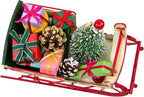 Berfutall-Red Santa Sleigh Christmas Decor for Table Top Holiday Home Decorations Decoration with Rustic Charm (G) (G Red/White 8")