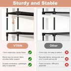 VTRIN 10 Tier Shoe Rack Tall Large Capacity 50 Pair Wide Shoe Organizer with Two Hooks Sturdy Metal Shoe Shelf for Entryway, Closet, Bedroom