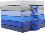 Factory Direct Partners SoftScape 15 inch Classroom Floor Cushion with Handle; Flex Seating for Daycare, Preschool, Playroom; 2 inch Thick Deluxe Foam (6-Piece) - Navy/Powder Blue, Square, 12228-NVPB