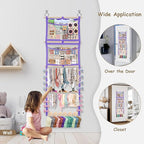 Hair Bow Organizer for Baby Girl, 17x50in Bow Holder Headband Organizer, Hair Clip Accessory Holder Wall Hanging Decor for Women Toddler Kids Room Nursery(Purple)
