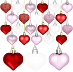 GP Life 36PCS Heart Ornaments for Valentine Tree, Hanging Decorations Included Pink White Red Heart Ornament